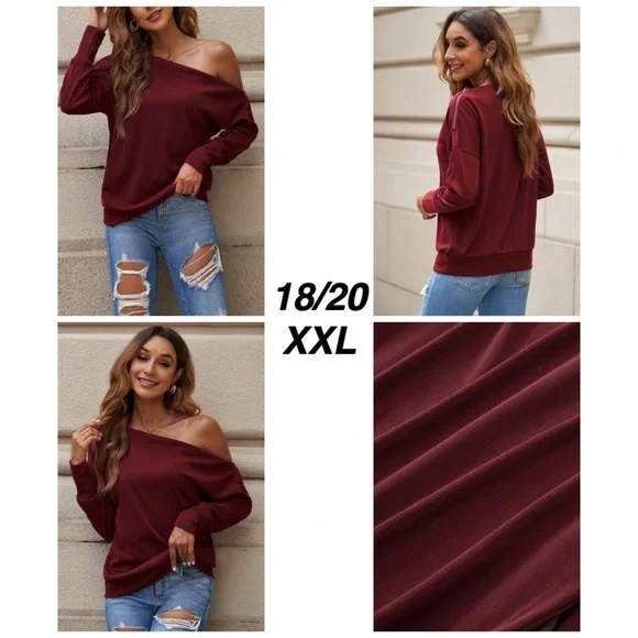 Brand New Deep Red Zipper Off The Shoulder On One Side with Zipper - Picture 1 of 2